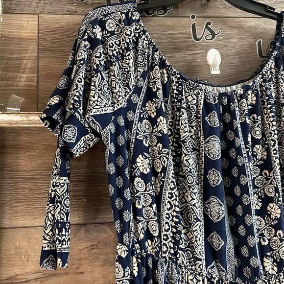 Vibe Sportswear Womens Floral Border Print Short Sleeve Maxi Dress Size 2X - Picture 6 of 12